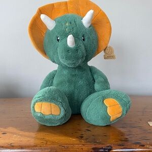 NWT Animal Adventure green orange Triceratops dinosaur plush stuffed animal